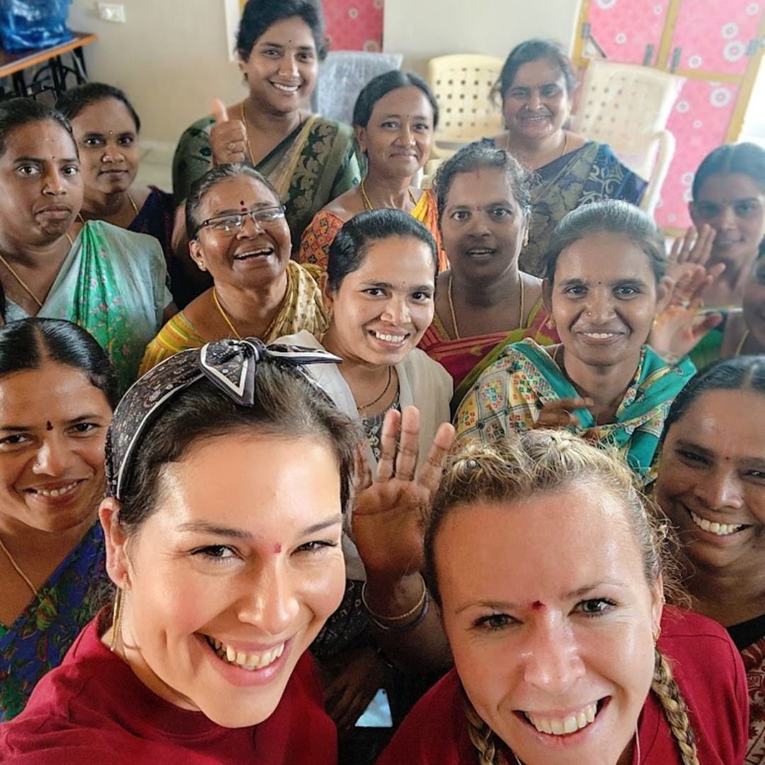 Co-Leads of Global Projects for the Anita Mendiratta Foundation with past beneficiaries during a visit in 2023. 